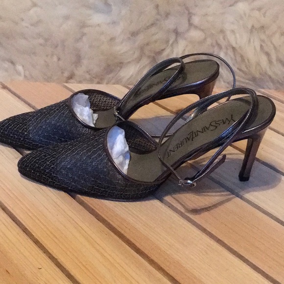 Yves Saint Laurent Luxor Metallic Mesh Heels. Size 6.5 - Picture 4 of 10